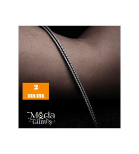 925 Ayar Gümüş Tilki Kuyruğu Model 2 Mm Erkek Bileklik (2 MM)