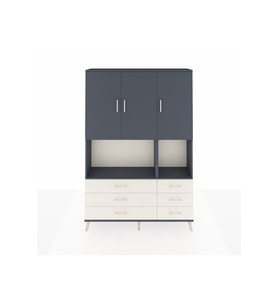 Arges Dolap 6 Raflı 6 Çekmeceli 3 Kapaklı 132x30x195 Antrasit-Antrasit/Aytaşı