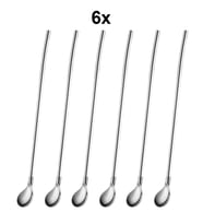 Çelik 6 Adet 22 cm Kokteyl Kahve Latte Karıştırma Barmen Kaşığı cin759by-6