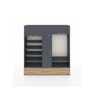 Hyperion Dolap 18 Raflı 4 Çekmeceli Tek Askılı 220x44x243 Antrasit-Antrasit/Çam