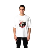 Erkek Oversize Tişört Klasik Otomobil Baskısı Yolun Krali Retro Araç Grafik Dijital Baskı Günlük