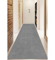 Dijital Baskılı Kaymaz Taban Yıkanabilir Modern Yolluk Ve Koridor Halısı NDU-SD-1039 (Gri)