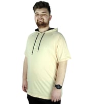 Mode XL Büyük Beden Tshirt Reglan Kapşonlu 22117 Bej