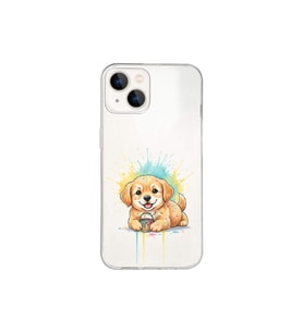 iPhone 13 Mini ile Uyumlu Splash Köpek Tasarımlı Şeffaf Silikon Kılıf