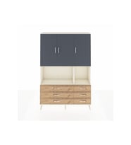 Arges Dolap 6 Raflı 6 Çekmeceli 3 Kapaklı 132x30x195 Aytaşı-Antrasit/Çam