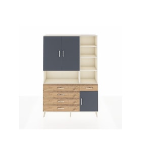 Arges Dolap 8 Raflı 5 Çekmeceli 3 Kapaklı 132x30x195 Aytaşı-Antrasit/Çam