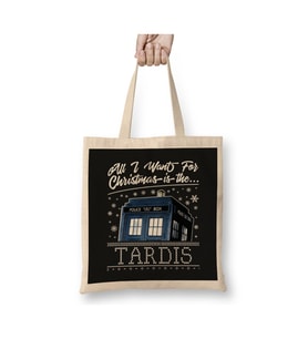 Dr Who Doctor Who All I Want For Christmas Is The Tardis Beyaz Bez Çanta