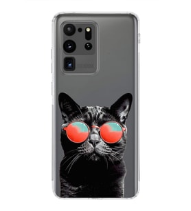 PrintiFy Samsung Galaxy S20 Ultra ile Uyumlu Kedi 3 Kamera Korumalı Şeffaf Kılıf