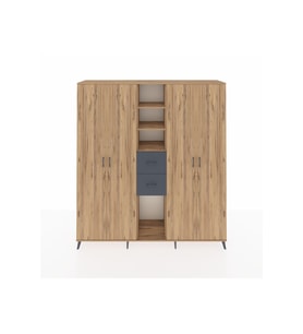 Hyperion Dolap 15 Raflı 2 Çekmeceli 4 Kapaklı 220x44x243 Çam-Çam/Antrasit