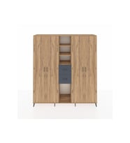 Hyperion Dolap 15 Raflı 2 Çekmeceli 4 Kapaklı 220x44x243 Çam-Çam/Antrasit
