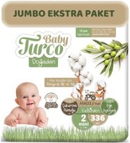 Baby Turco Bebek Bezi Doğadan Beden:2 (3-6Kg) Mini 336 Adet Jumbo Ekstra Pk