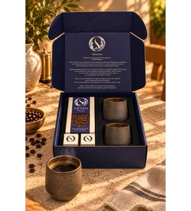 Terra El Yapımı Stoneware 2'li Kupa ve 150 g Çekirdek Filtre Kahve Hediye Seti