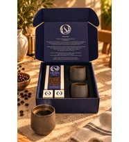 Terra El Yapımı Stoneware 2'li Kupa ve 150 g Çekirdek Filtre Kahve Hediye Seti