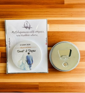 10 Adet Söz, Nişan, Nikah, Düğün Hediyesi Buton Açacak Magnet Kart ve Ambalajlı Tek Tek (btnmg5)