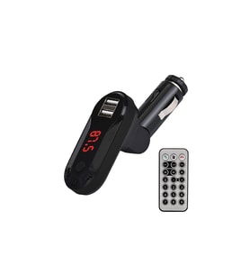 Bluetooth FM Transmitter Araç Şarj Adaptörü 2 USB Kumandalı Müzik Aktarıcı (Siyah)