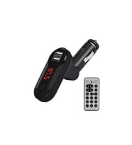 Bluetooth FM Transmitter Araç Şarj Adaptörü 2 USB Kumandalı Müzik Aktarıcı (Siyah)