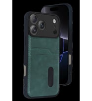 Pilelistore   Apple iPhone 17 Pro Sara Kartvizitli Deri Kılıf - Yeşil