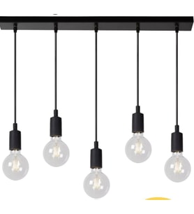 RİOLİGHT RETRO,RUSTİK,VİNTAGE MODERN 5XE27 DUYLU METAL MASA ÜSTÜ SARKIT AVİZE UZUNLUK:60CM (Siyah)