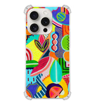 PrintiFy Apple iPhone 15 Pro Uyumlu Retro Color 6 Baskılı Şeffaf Köşe Korumalı Antişok Kılıf