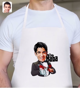 BK Gift Kişiye Özel Godfather Baba Karikatürlü Beyaz Mutfak Önlüğü-5