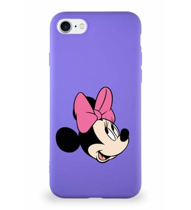 Apple iPhone 7 Soft Premier Kapak Minnie Mouse-A Tasarımlı Silikon Kılıf - Mor (Şeffaf)