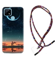 Realme C11 C21 C21Y C25Y C11 2021 Kılıf Boyun Asklı Rasta Silikon Ay ve Kız 1720