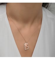 Anne Çocuk Rose Kolye-925 Ayar Gümüş