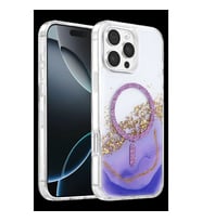 Onegif Apple İphone 16 Pro Max Lotus Simli Magsafe Kapak - Mor
