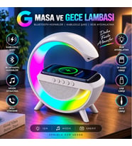 ScHitec G Bluetooth Hoparlörlü Kablosuz Şarj Özellikli Masa ve Gece Lambası