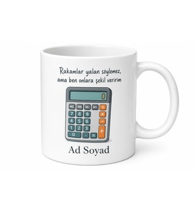Muhasebeciye Hediye Hesap Makinesi Temalı Esprili Kupa Bardak Porselen