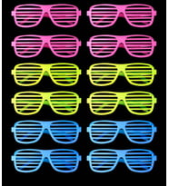 Retro Neon Fosforlu Panjur Gözlük 12 Adet – 80’ler 90’lar Parti Stili