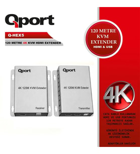 QPORT Q-HEX5 KVM 4K HDMI EXTENDER CAT6 120M 2 Lİ PAKET