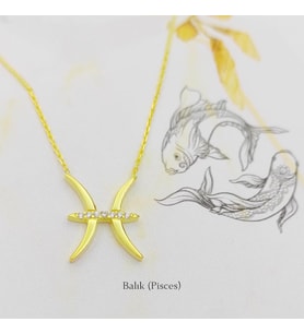 Gümüş Balık Burç Kolye 925 Ayar (Karışık)