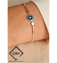 ÇGK KUYUMCULUK 8 Ayar Kadın Mineli Balık Sırtı Altın Bileklik
