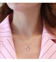 İnci ve Çiçek Motifli Rose Gold Kaplama Gümüş Kolye