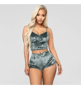 Kadife Pijama Takımı Şort 2'li Set Yumuşak Ev Giyim Loungewear W2001