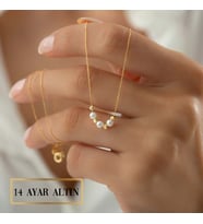 14 Ayar Altın İncili Dorika Kolye