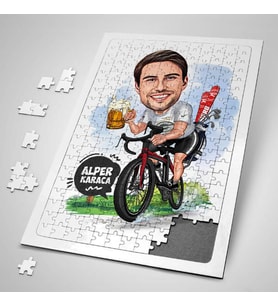 Kişiye Özel Hediye 240 Parça Keyifçi Erkek Karikatürlü Puzzle