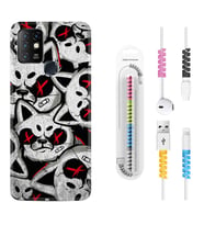INFINIX Hot 8 9 10 11S Hot 10 Play 10T Kılıf Kablo Koruma Spiral Silikon Kızgın Kediler 1781
