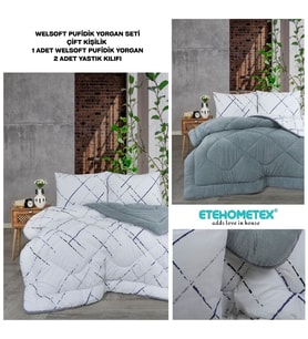 ETE HOMETEX ÇİFT KİŞİLİK LÜX WELSOFT YORGAN SETİ 195X215CM YANSIMA GRİ 8696474232009