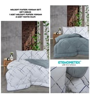 ETE HOMETEX ÇİFT KİŞİLİK LÜX WELSOFT YORGAN SETİ 195X215CM YANSIMA GRİ 8696474232009