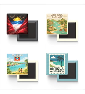 Buzdolap Magnetleri - Antigua ve Barbuda Saint John's - 4'lü Set Magneti
