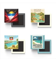 Buzdolap Magnetleri - Antigua ve Barbuda Saint John's - 4'lü Set Magneti