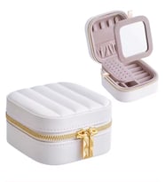MK-35 Lüks Mini Seyahat Takı Kutusu -Takı Mücevher Düzenleyici Aynalı Taşınabilir 10x10x5cm