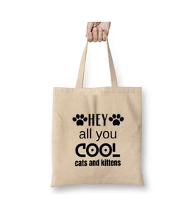 Hey All You Cool Cats And Kittens Yavru Kedi Beyaz Bez Çanta Uzun Saplı