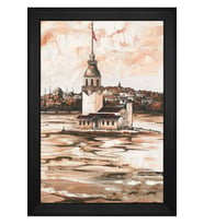Kız Kulesi Motifli Kanvas Tablo 50 x 70 cm Siyah Çerçeve