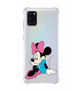 Samsung Galaxy A21s   Köşe Korumalı Antişok Kapak Minnie Mouse Tasarımlı Şeffaf  Kılıf