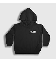 Presmono Unisex Çocuk Siyah Logo Polis Polizei Kapüşonlu Sweatshirt 372920tt