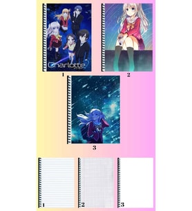 charlotte 3 adet defter A4 büyük boy 72 sayfa çizgili_kareli_çizgisiz defter seti