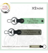 Hız Aşıkları İçin, İsim Plaka ve 0 Rh (-) Kan Grubu Yazılı Hediyelik x2 Anahtarlık, Kül Gri-Yeşil-SK (Çok Renkli)